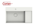 Vasque lavabo design rectangulaire, suspendu ou à poser, Couleur blanc mat, Finition lisse, Solid-Surface Corian®, Taille : 80 x 49 x 15 cm - Stock disponible ! LIVRAISON OFFERTE